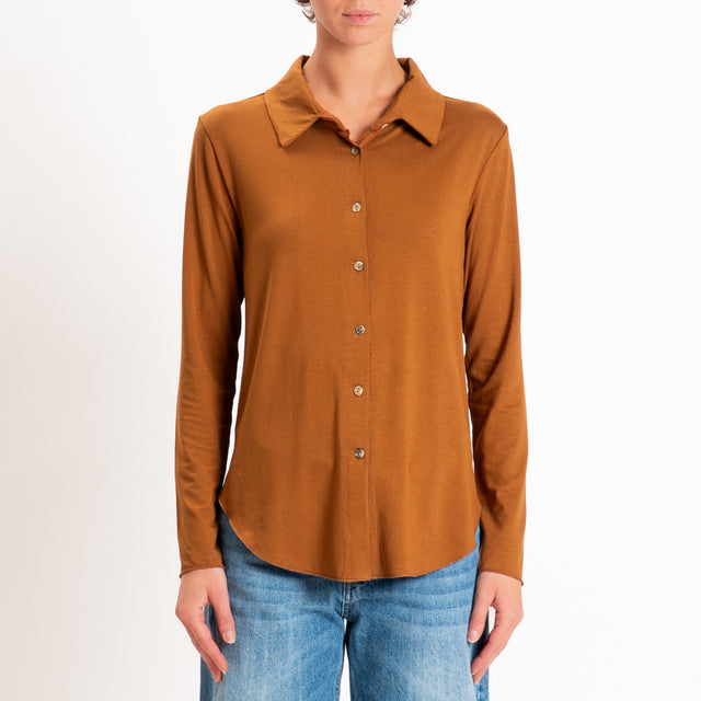 Zeroassoluto-Camicia CARLY in jersey elasticizzato - cuoio