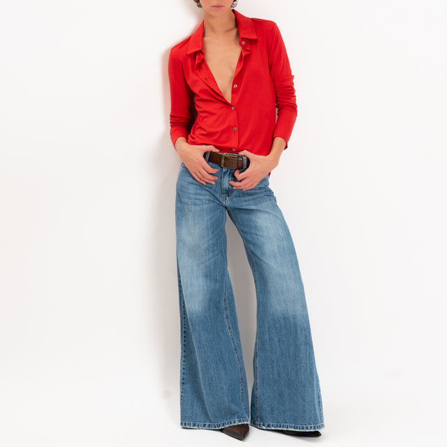 Zeroassoluto-Camicia CARLY in jersey elasticizzato - lacca