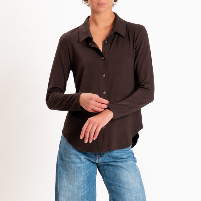 Zeroassoluto-Camicia CARLY in jersey elasticizzato - choco