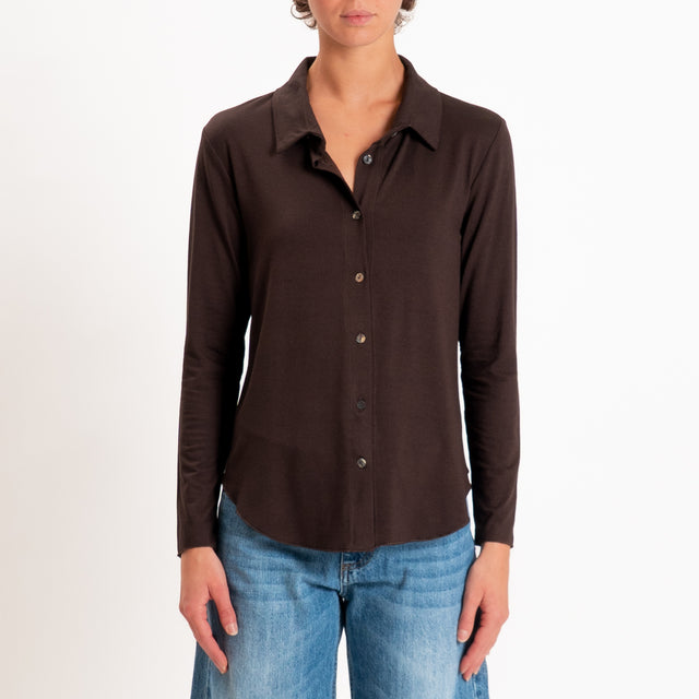 Zeroassoluto-Camicia CARLY in jersey elasticizzato - choco