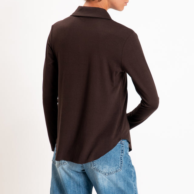 Zeroassoluto-Camicia CARLY in jersey elasticizzato - choco