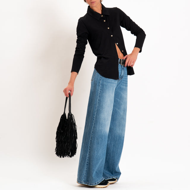 Zeroassoluto-Camicia CARLY in jersey elasticizzato - nero