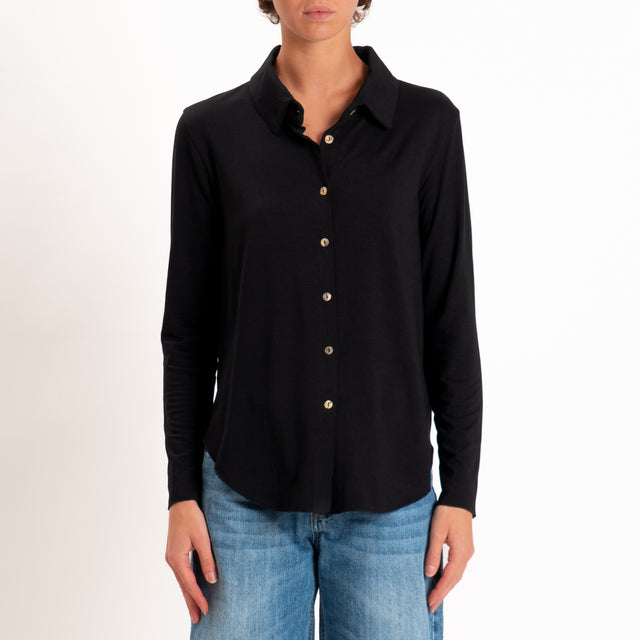 Zeroassoluto-Camicia CARLY in jersey elasticizzato - nero