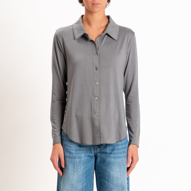 Zeroassoluto-Camicia CARLY in jersey elasticizzato - piombo