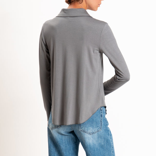 Zeroassoluto-Camicia CARLY in jersey elasticizzato - piombo