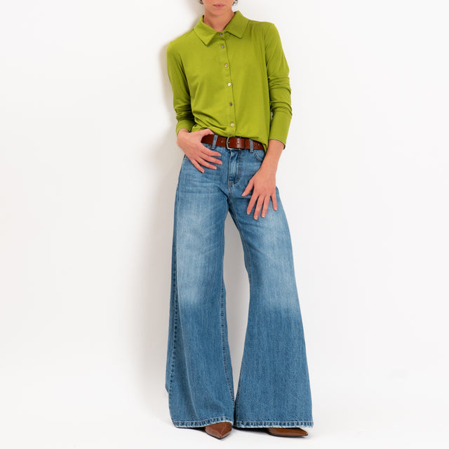 Zeroassoluto-Camicia CARLY in jersey elasticizzato - pistacchio