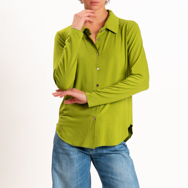 Zeroassoluto-Camicia CARLY in jersey elasticizzato - pistacchio