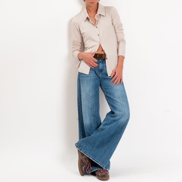 Zeroassoluto-Camicia CARLY in jersey elasticizzato - sand