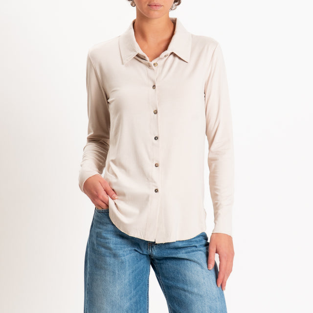 Zeroassoluto-Camicia CARLY in jersey elasticizzato - sand