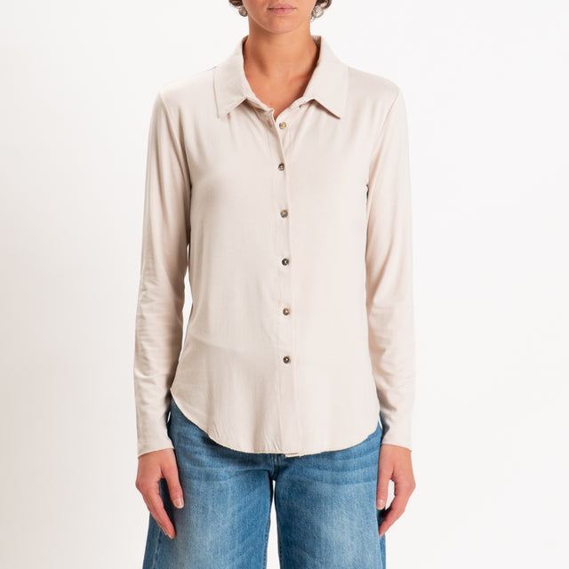 Zeroassoluto-Camicia CARLY in jersey elasticizzato - sand