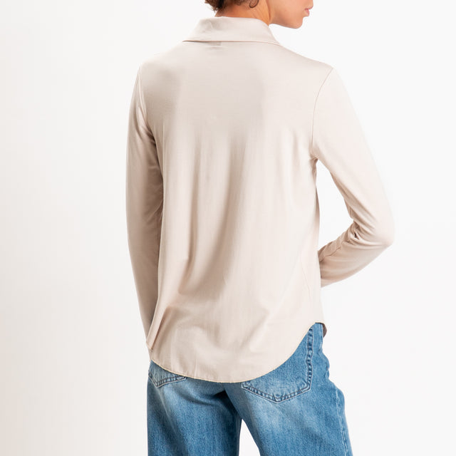 Zeroassoluto-Camicia CARLY in jersey elasticizzato - sand