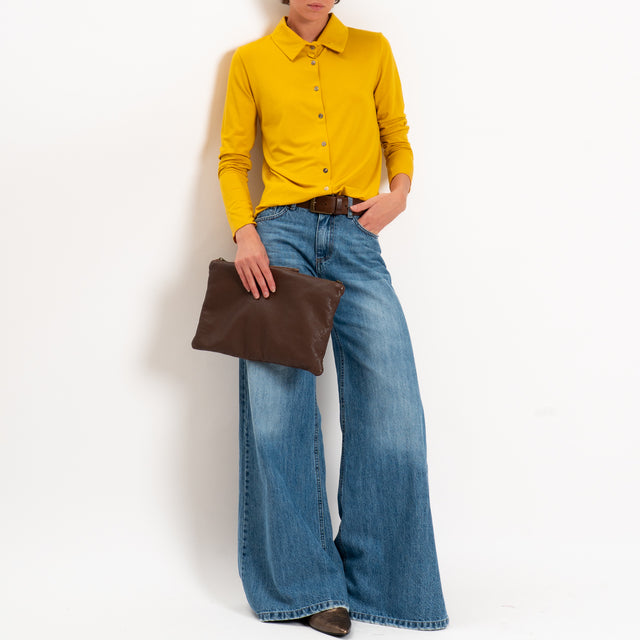 Zeroassoluto-Camicia CARLY in jersey elasticizzato - Senape