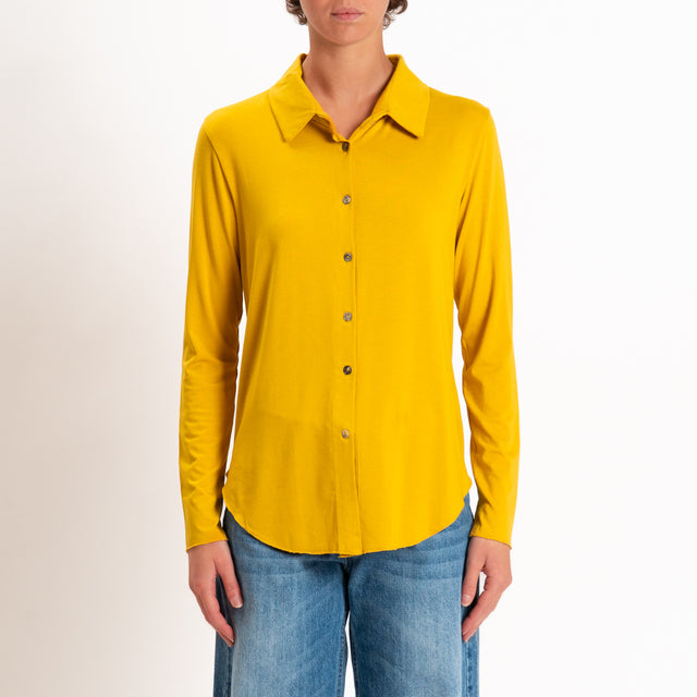 Zeroassoluto-Camicia CARLY in jersey elasticizzato - Senape