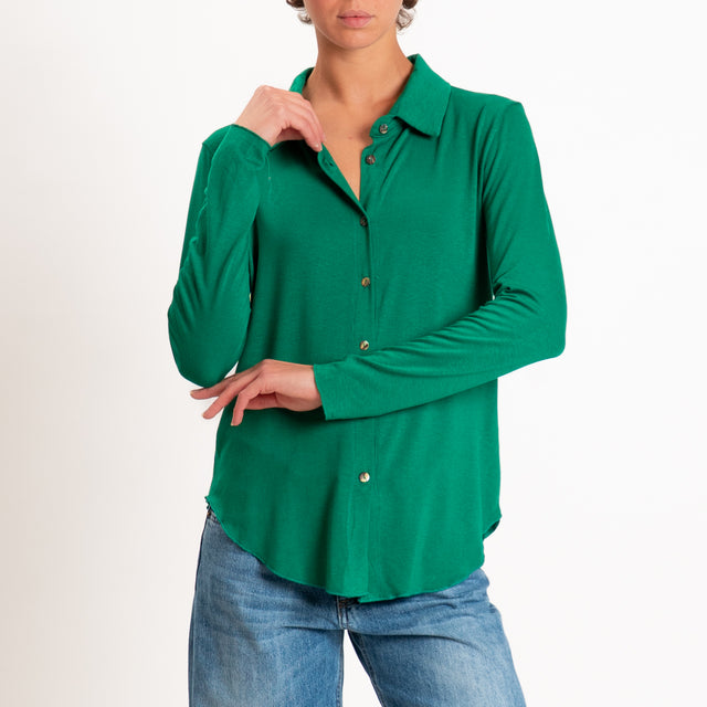 Zeroassoluto-Camicia CARLY in jersey elasticizzato - smeraldo
