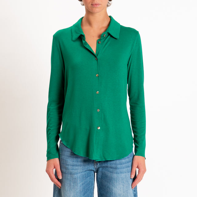 Zeroassoluto-Camicia CARLY in jersey elasticizzato - smeraldo