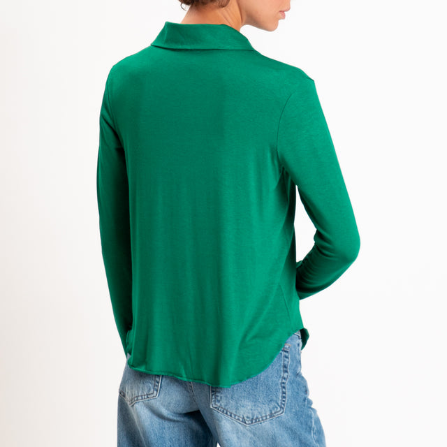 Zeroassoluto-Camicia CARLY in jersey elasticizzato - smeraldo