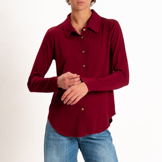 Zeroassoluto-Camicia CARLY in jersey elasticizzato - vino