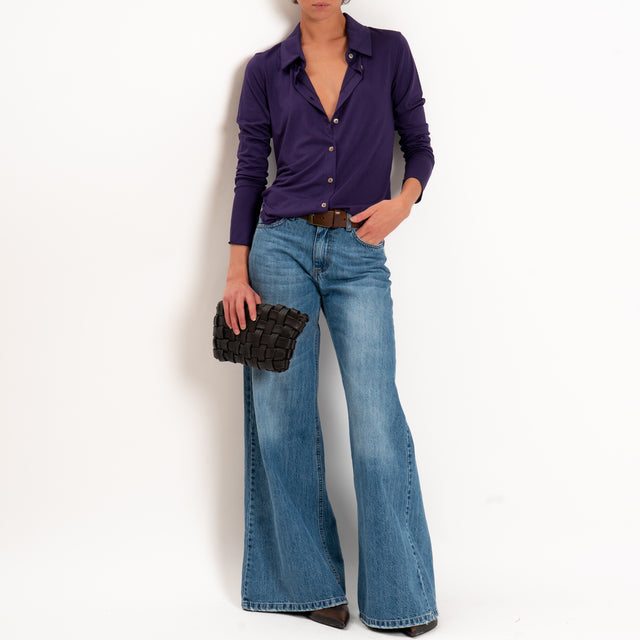 Zeroassoluto-Camicia CARLY in jersey elasticizzato - uva