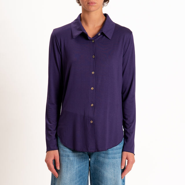 Zeroassoluto-Camicia CARLY in jersey elasticizzato - uva