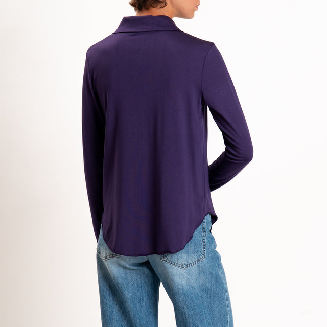 Zeroassoluto-Camicia CARLY in jersey elasticizzato - uva