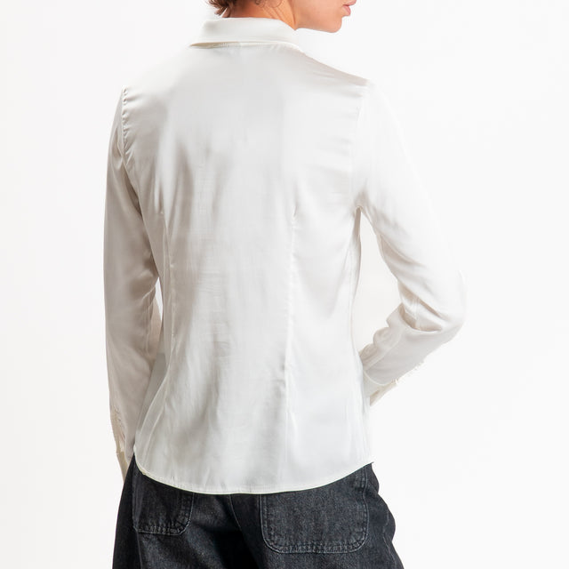 Zeroassoluto-Camicia CAROLA raso di viscosa super stretch - burro