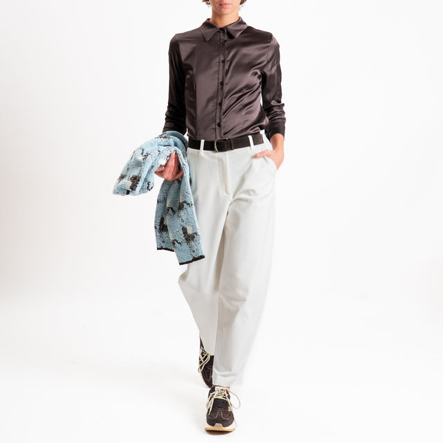 Zeroassoluto-Camicia CAROLA raso di viscosa super stretch - caffe'
