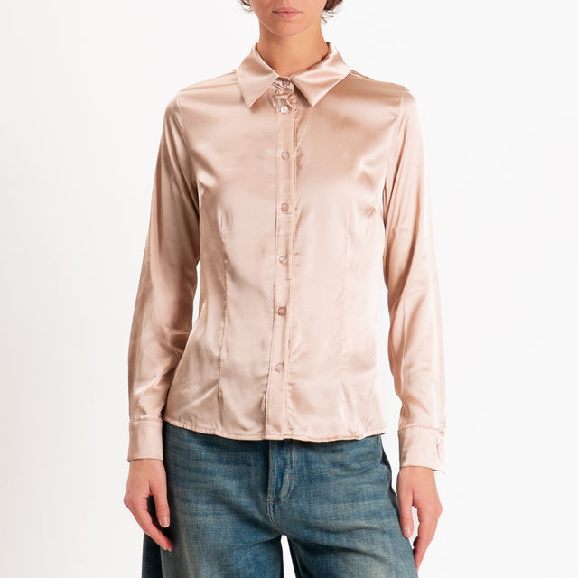 Zeroassoluto-Camicia CAROLA raso di viscosa super stretch - cipria