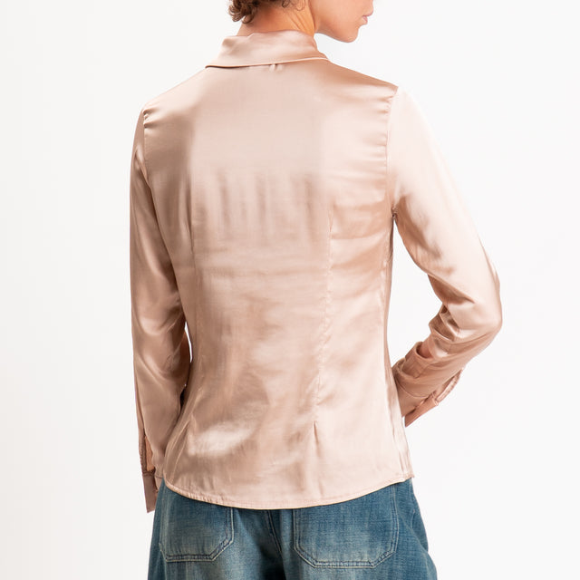 Zeroassoluto-Camicia CAROLA raso di viscosa super stretch - cipria