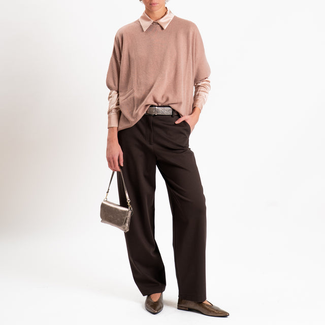 Zeroassoluto-Camicia CAROLA raso di viscosa super stretch - cipria