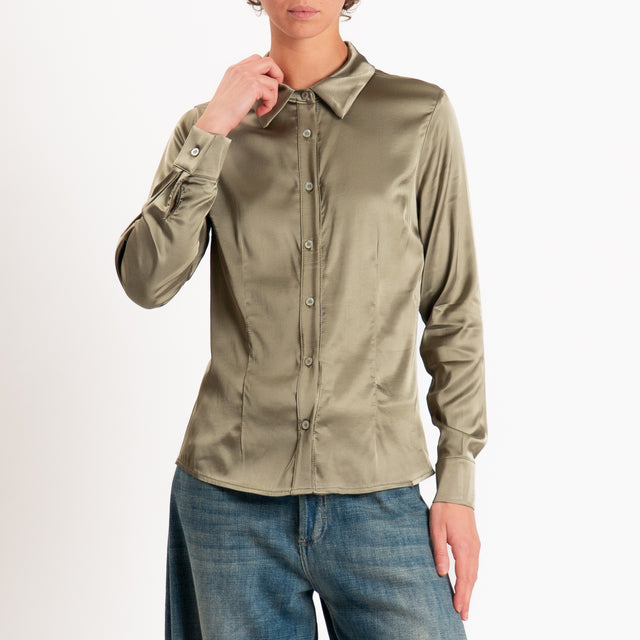 Zeroassoluto-Camicia CAROLA raso di viscosa super stretch - militare