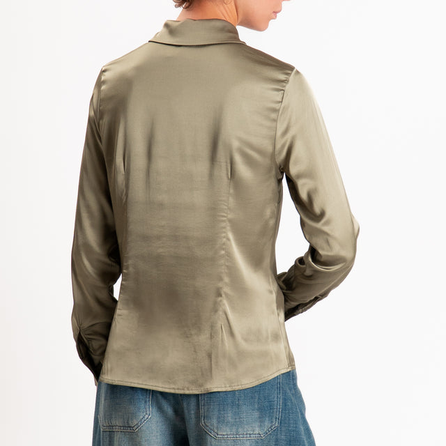 Zeroassoluto-Camicia CAROLA raso di viscosa super stretch - militare