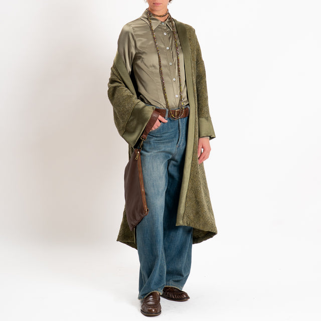 Zeroassoluto-Camicia CAROLA raso di viscosa super stretch - militare