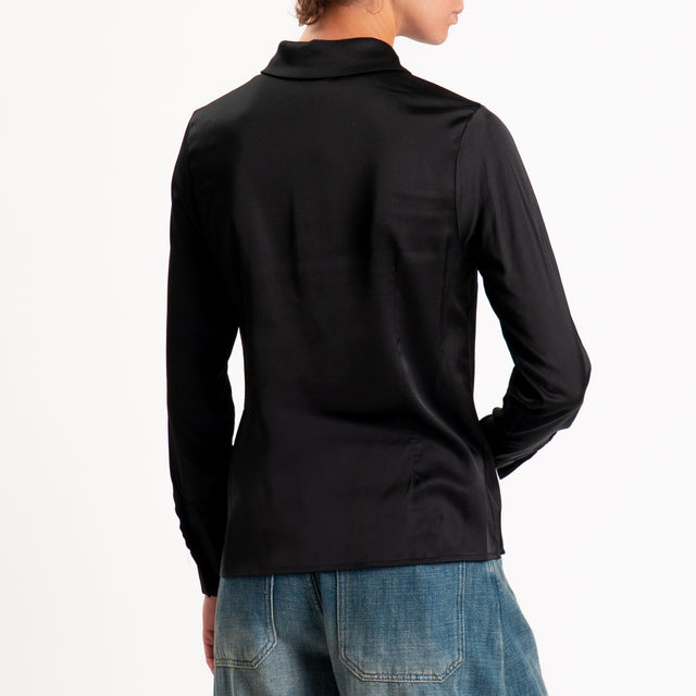 Zeroassoluto-Camicia CAROLA raso di viscosa super stretch - nero
