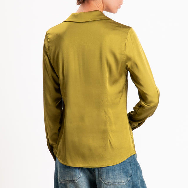 Zeroassoluto-Camicia CAROLA raso di viscosa super stretch - olio
