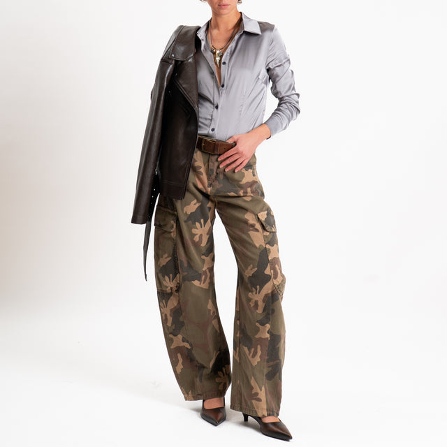 Zeroassoluto-Camicia CAROLA raso di viscosa super stretch - piombo