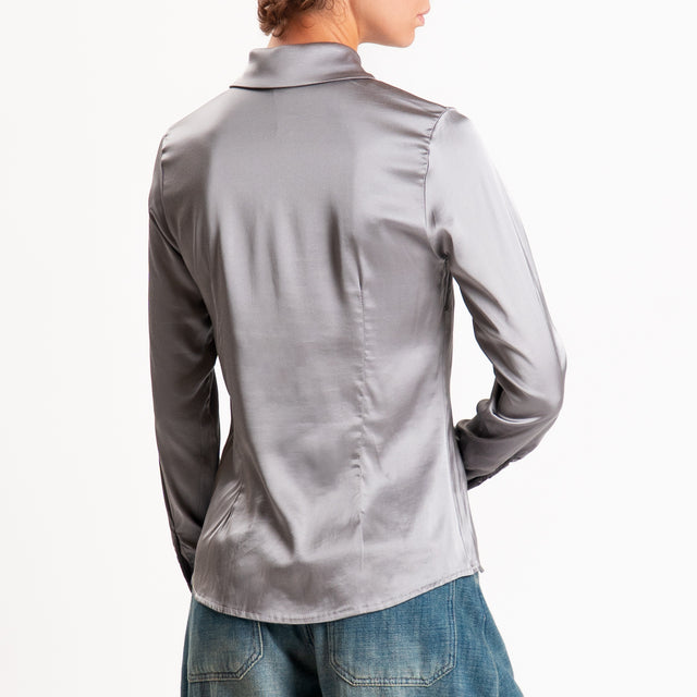 Zeroassoluto-Camicia CAROLA raso di viscosa super stretch - piombo