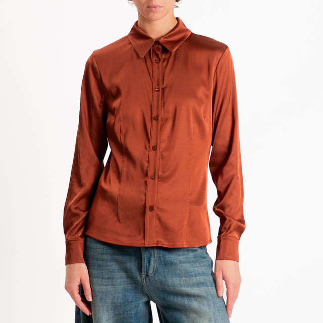 Zeroassoluto-Camicia CAROLA raso di viscosa super stretch - rust