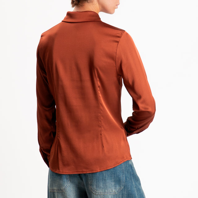 Zeroassoluto-Camicia CAROLA raso di viscosa super stretch - rust