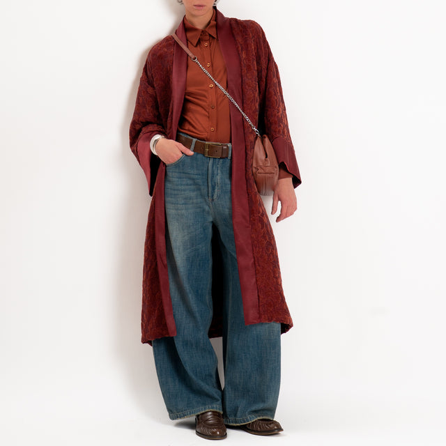 Zeroassoluto-Camicia CAROLA raso di viscosa super stretch - rust