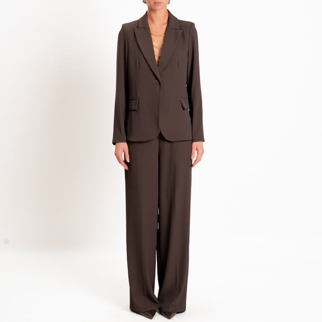 Zeroassoluto-Completo giacca + pantalone tessuto fluido - moro