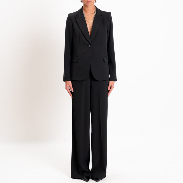 Zeroassoluto-Completo giacca + pantalone tessuto fluido - nero