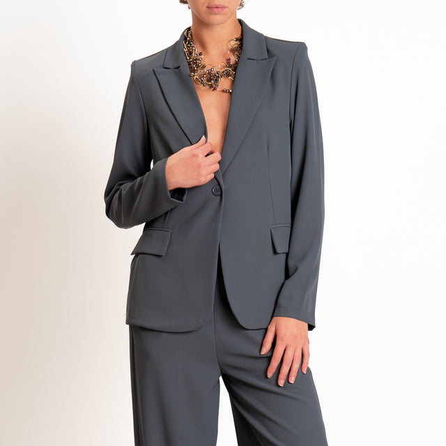 Zeroassoluto-Completo giacca + pantalone tessuto fluido - piombo