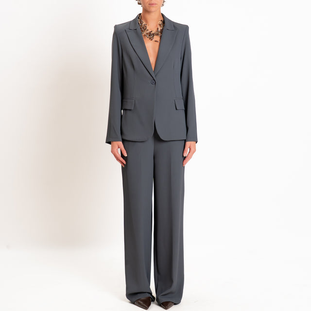 Zeroassoluto-Completo giacca + pantalone tessuto fluido - piombo