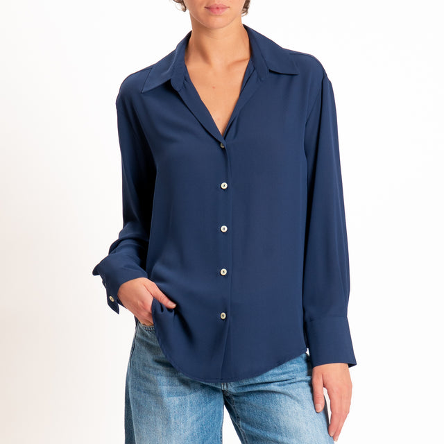 Zeroassoluto-Camicia CLAY MANO SETA - blu