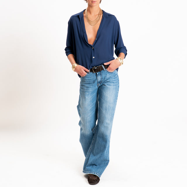 Zeroassoluto-Camicia CLAY MANO SETA - blu