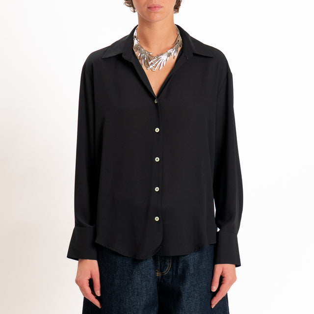 Zeroassoluto-Camicia CLAY MANO SETA - nero