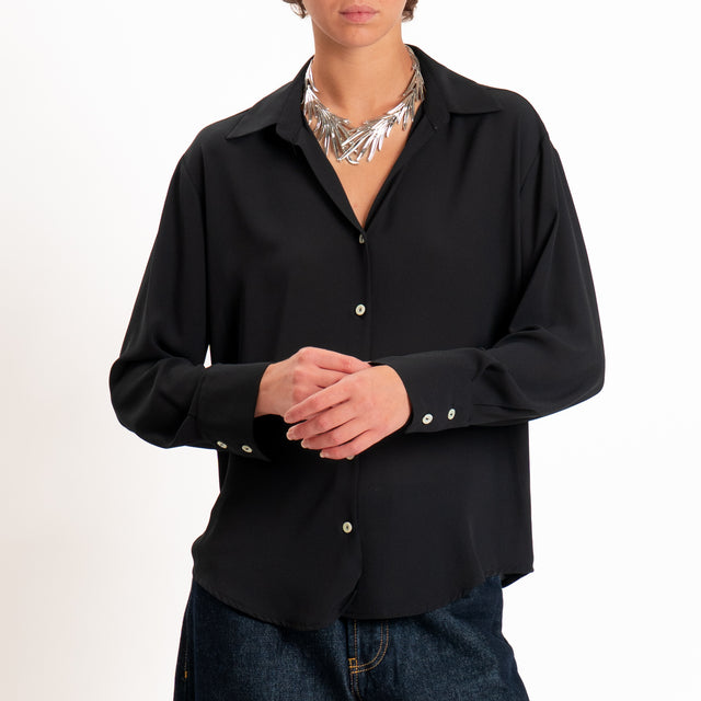 Zeroassoluto-Camicia CLAY MANO SETA - nero