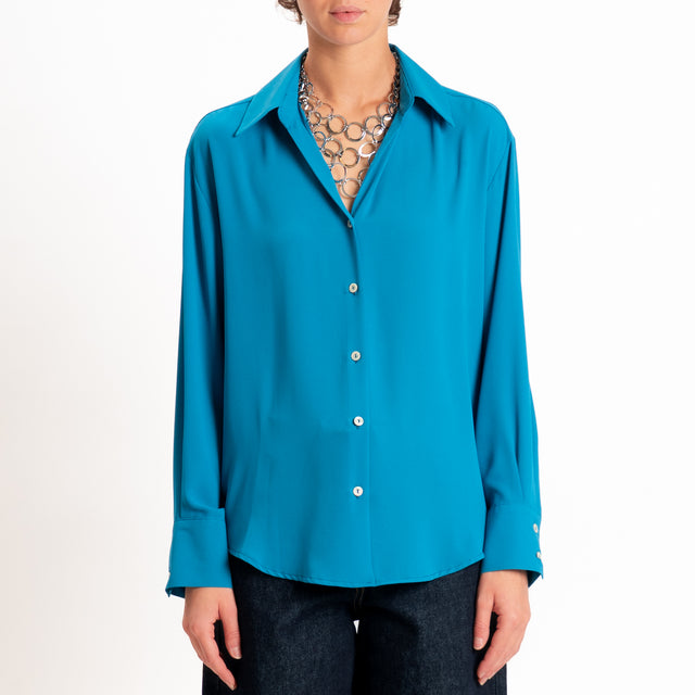 Zeroassoluto-Camicia CLAY MANO SETA - ottanio