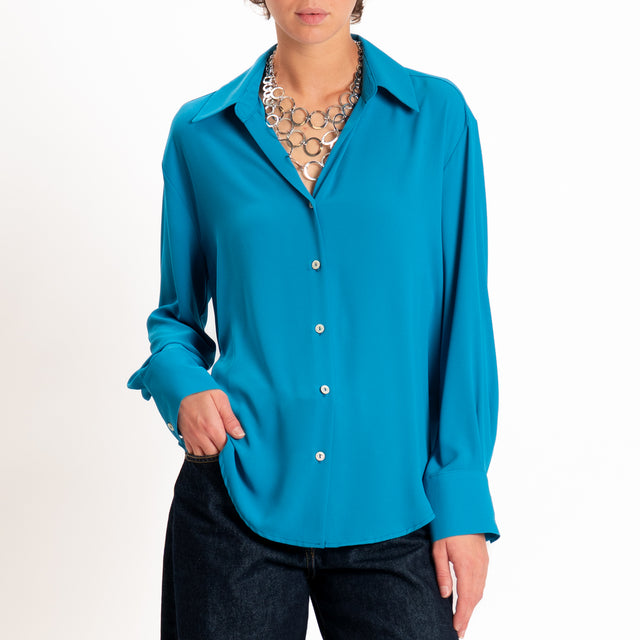 Zeroassoluto-Camicia CLAY MANO SETA - ottanio