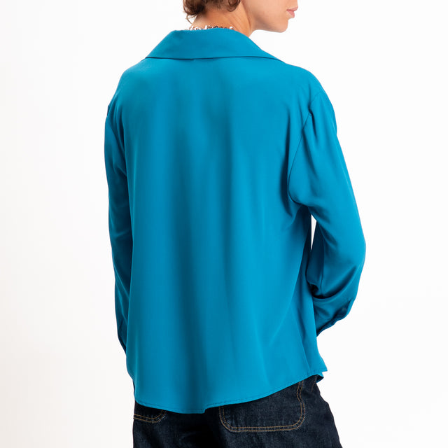 Zeroassoluto-Camicia CLAY MANO SETA - ottanio